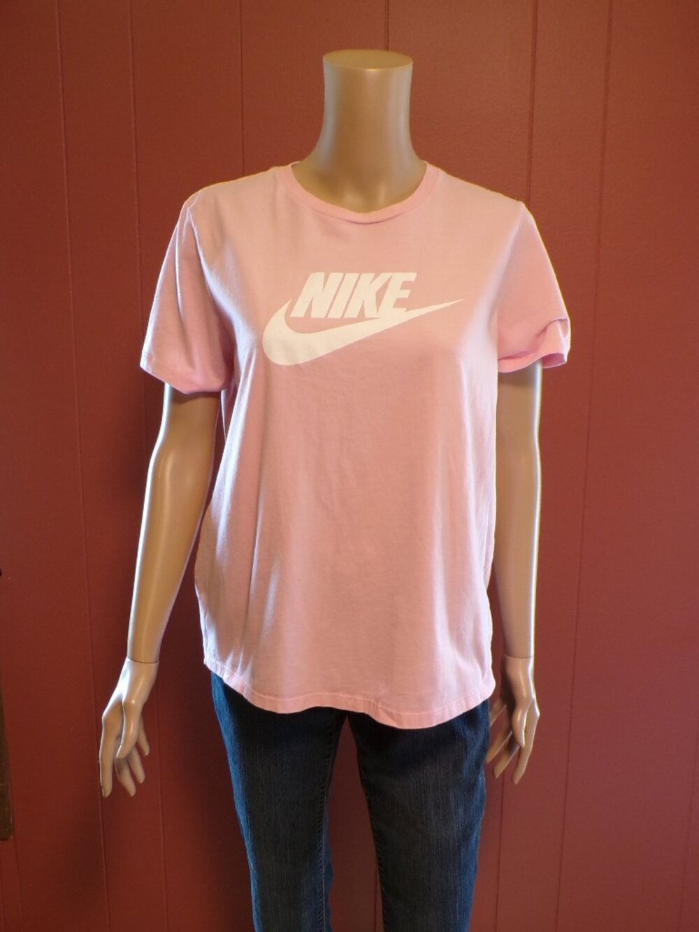 NIKE "The Nike Tee" Women's (Juniors) Pink Tee Shirt w/Large Logo L